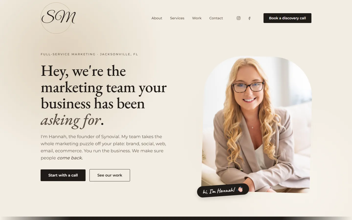 Synovial Marketing website screenshot